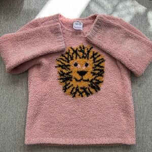 4T Hanna Andersson marshmallow Pink Lion Sweater